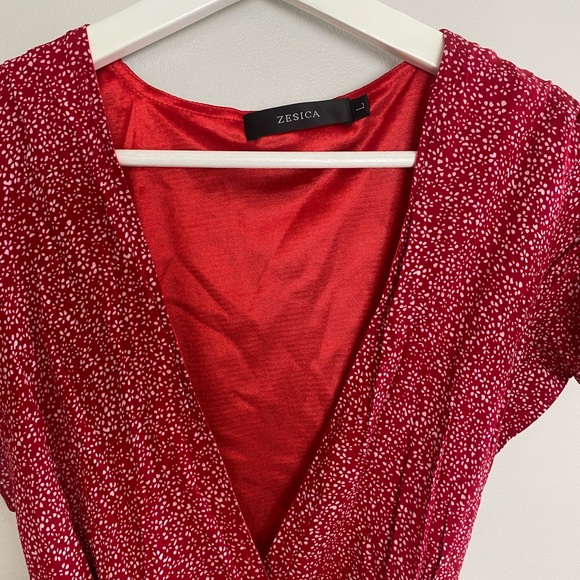 Bohemian Floral Printed Wrap V Neck Short Sleeve Split Beach Party Maxi Dress - Picture 5 of 6